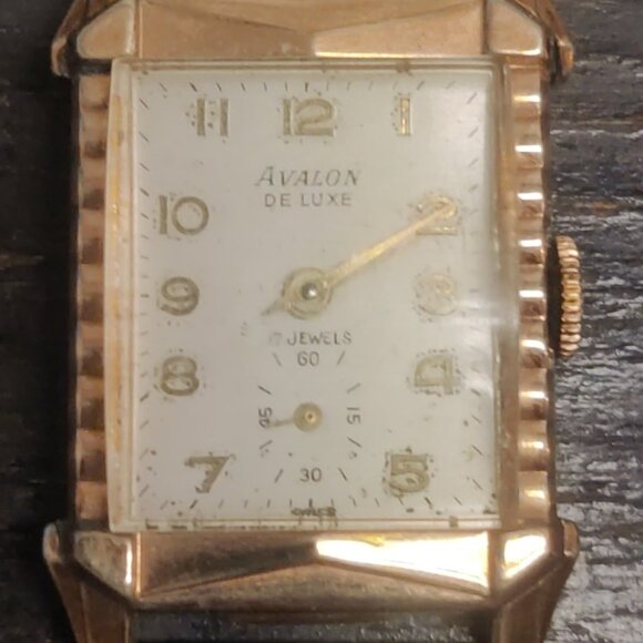 Avalon art deco mechanical watch domed steel milanese strap 10k rgp 22x38mm runs - Picture 1 of 14